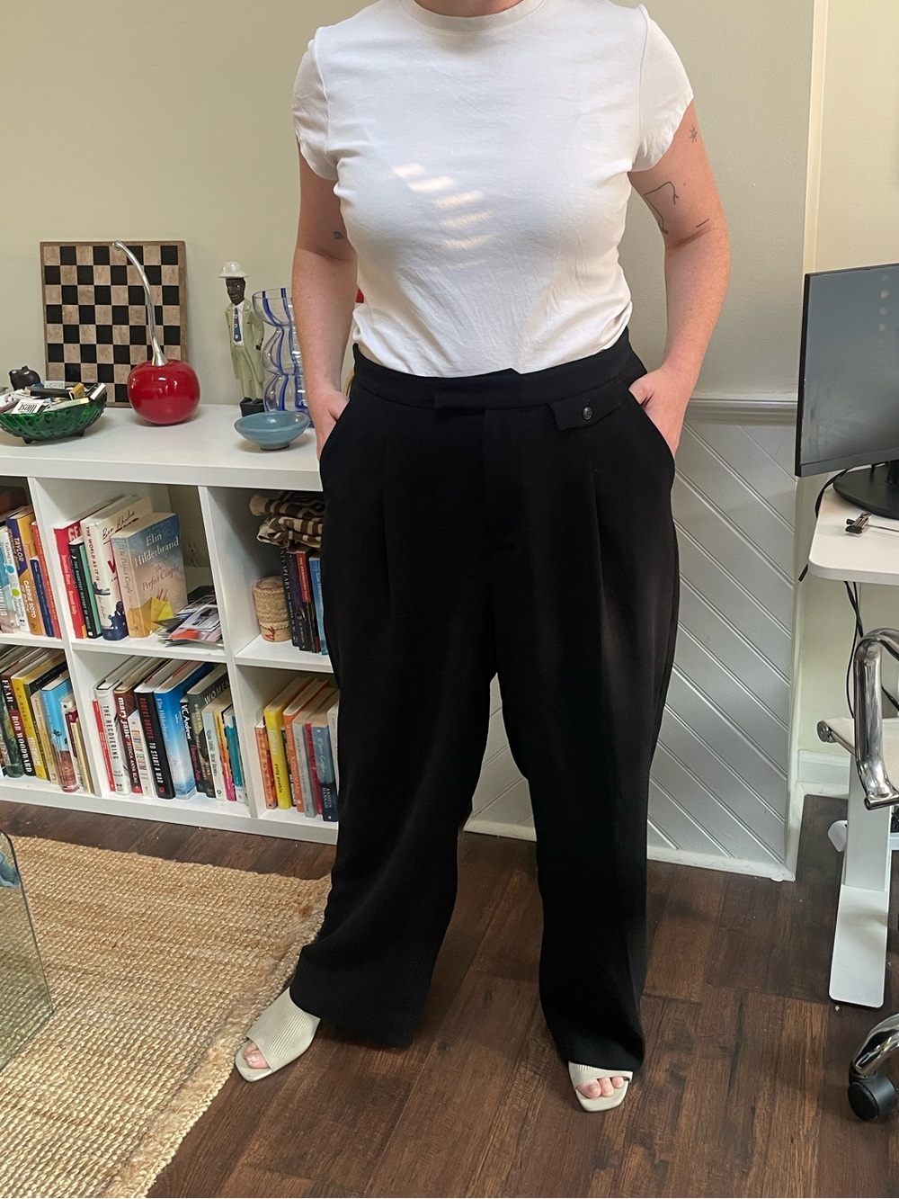Madewell Black High Rise Wide Leg Trouser Pants Size 14 - Picture 2 of 9